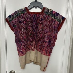 Vintage Guatemalan Artisan Geometric Pattern Women's Blouse